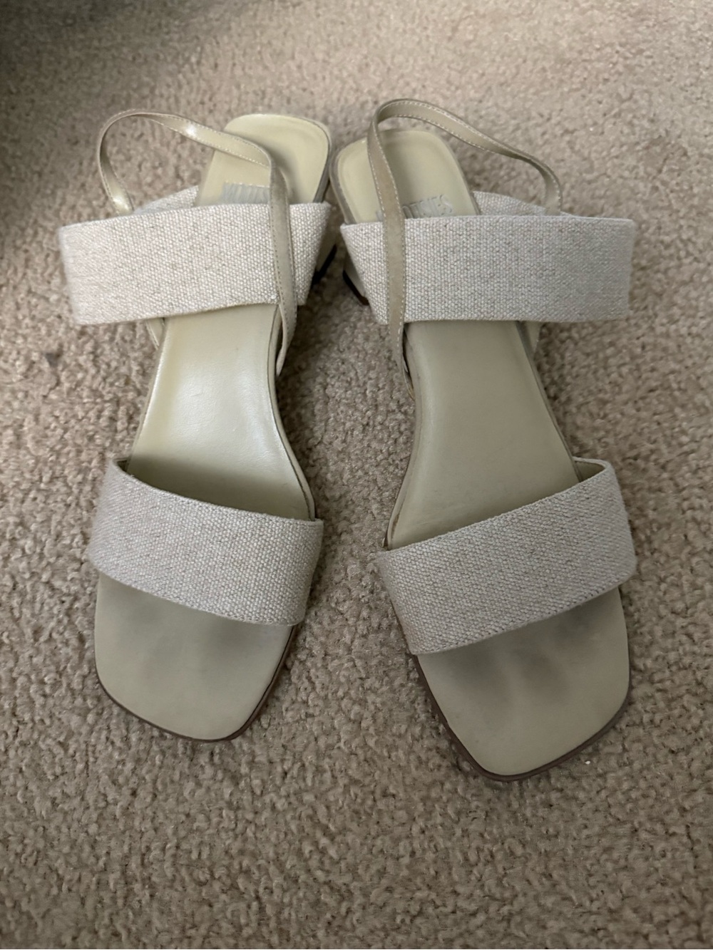 Women's Beige Strap Sandals - Neutral Linen-look Slingback